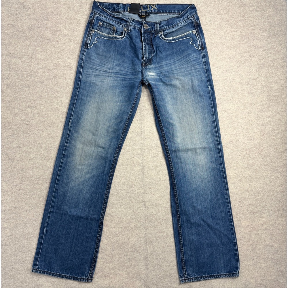 Helix Bootcut Jeans Mens 34x34 Blue Denim Contrast Stitch
